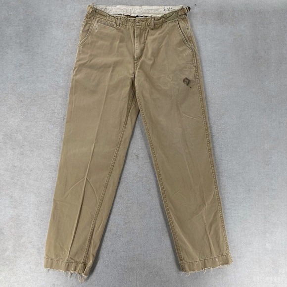 Polo Ralph Lauren Cargo Army Pants Men 34X34 Twill Surplus Khaki Distressed READ - Picture 1 of 16